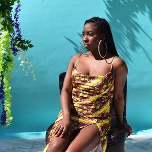 Multi Colored High Split Maxi Dress with c…